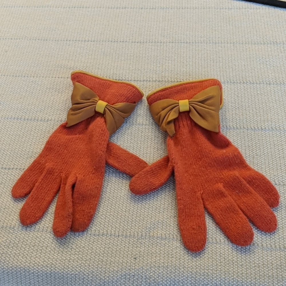 Anthropologie Orange Winter Gloves STCN Madrid